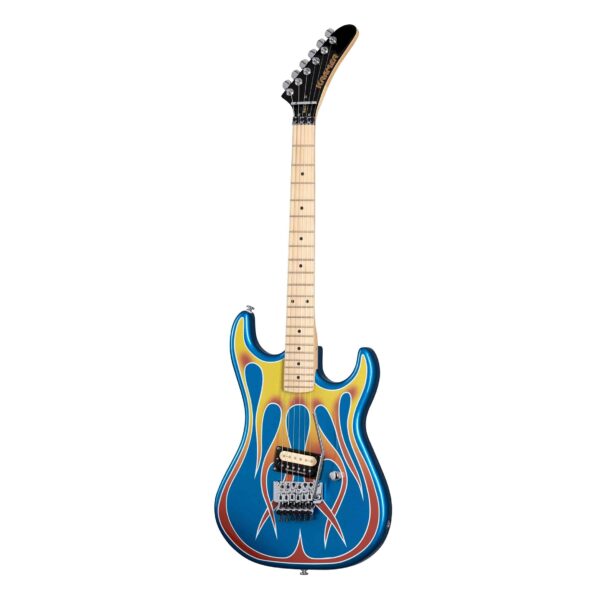 Guitare électrique Kramer Baretta Custom Graphics Hot Rod Blue Sparkle with Flames