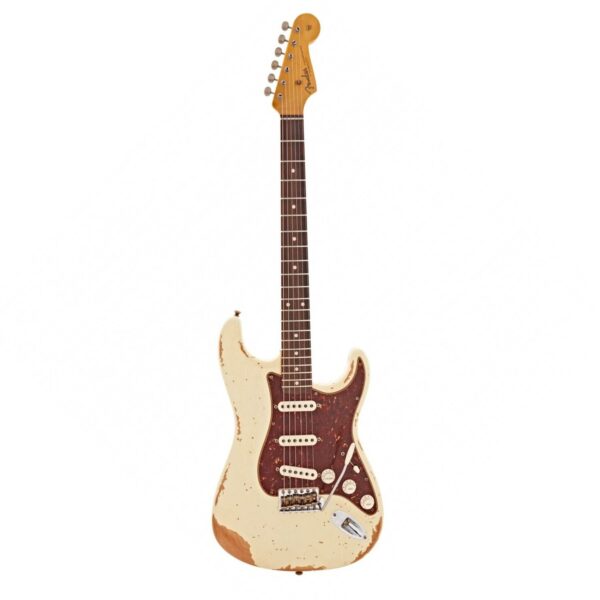 fender custom shop 62 stratocaster heavy relic rw vintage white guitare electrique
