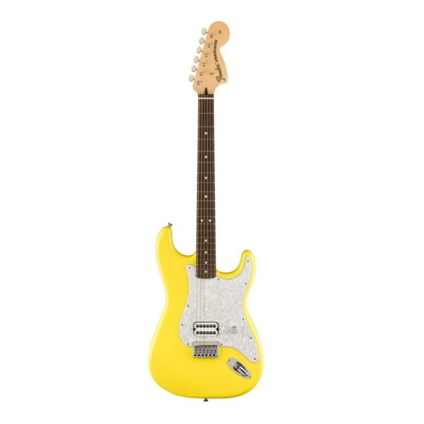 fender limited edition tom delonge stratocaster rw graffiti yellow guitare electrique