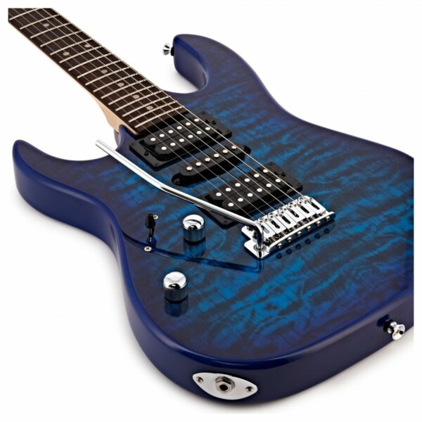ibanez grx70qal gio left handed transparent blue burst guitare electrique gaucher side2