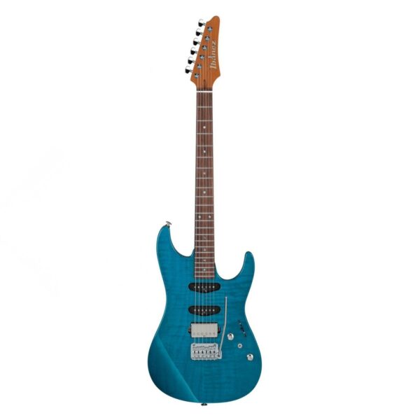 ibanez mmn1 martin miller signature transparent aqua blue guitare electrique