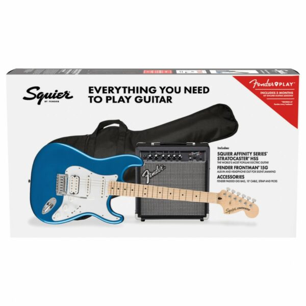 squier affinity stratocaster hss pack mn lake placid blue guitare electrique side2