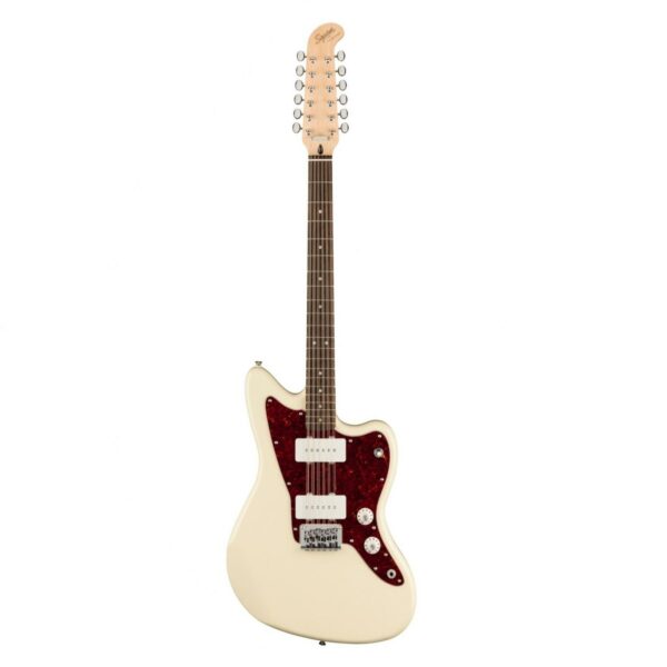 squier paranormal jazzmaster xii olympic white guitare electrique