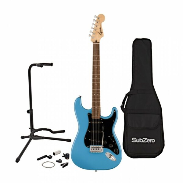 squier sonic stratocaster california blue w gig bag accesory pack guitare electrique