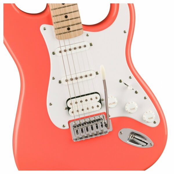 squier sonic stratocaster hss mn tahitian coral guitare electrique side4