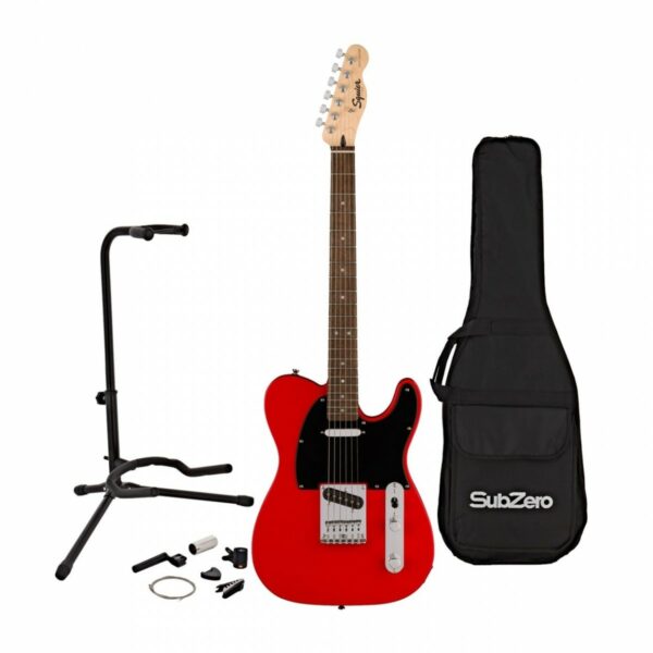 squier sonic telecaster lrl torino red w gig bag accesory pack guitare electrique