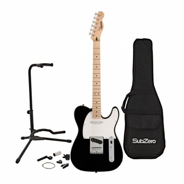 squier sonic telecaster mn black w gig bag accesory pack guitare electrique